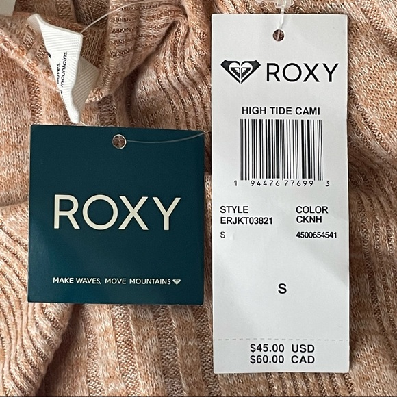 ROXY NWT HIGH TIDE CAMI CROPPED TANK TOP NATURAL PINK SMALL - Picture 8 of 11